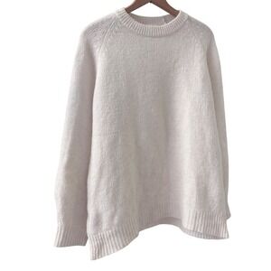 Mango Crewneck Raglan Sleeve Sweater Size Medium Beige Oversized Knit Pullover